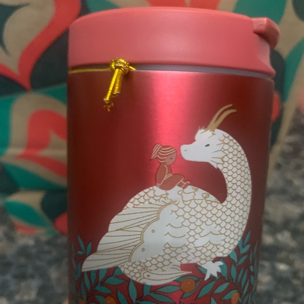 Starbucks 2024 Year of the Dragon.Insulated Red Wood Dragon SS Tumbler NWT HTF. - Picture 2 of 8